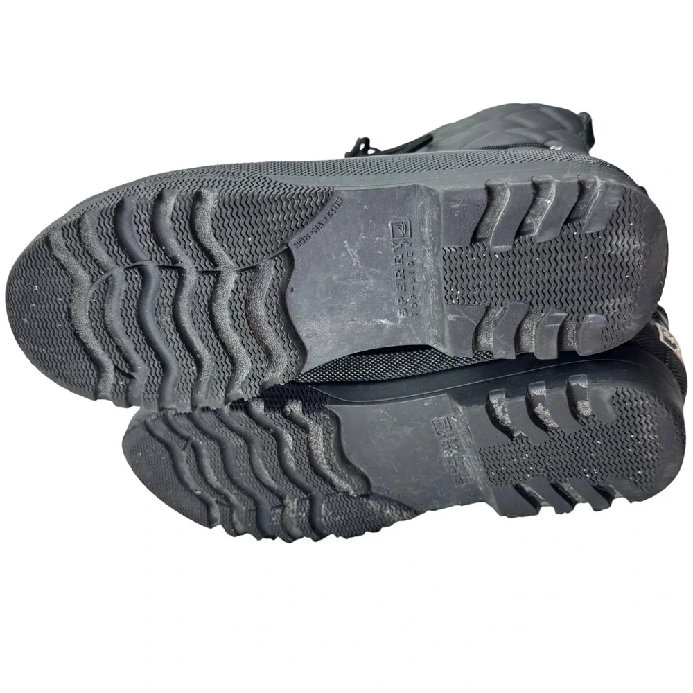 Sperry Saltwater Duck Boots Womens 7 Black Quilted Waterproof Rain‎ STS83693